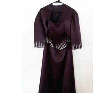 Jordan Fashions Caterina Collection Plum Purple Wedding Dress with Jacket